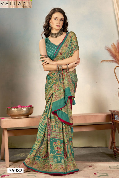 Ratnajyoti Vol 15 Vallabhi Prints Moss Sarees Manufacturer Ahmedabad