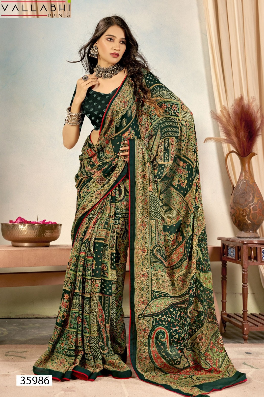 Ratnajyoti Vol 15 Vallabhi Prints Moss Sarees Manufacturer Ahmedabad