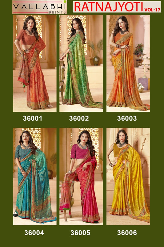 Ratnajyoti Vol 17 Vallabhi Prints Moss Sarees Wholesaler India