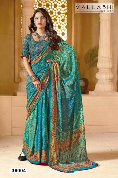 Ratnajyoti Vol 17 Vallabhi Prints Moss Sarees Wholesaler India