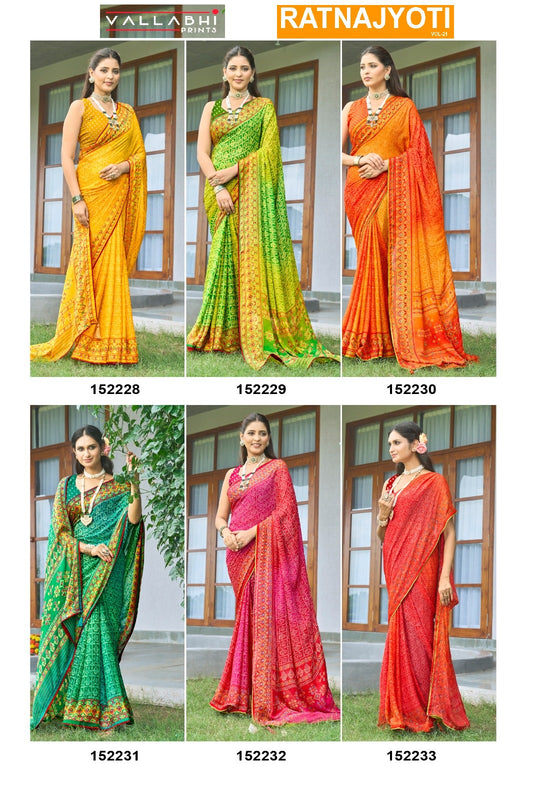 Ratnajyoti Vol 21 Vallabhi Prints Moss Sarees Supplier Ahmedabad