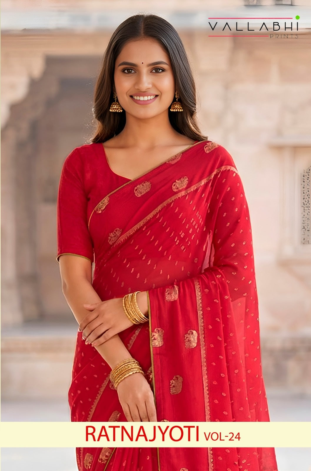 Ratnajyoti Vol 24 Vallabhi Prints Moss Georgette Sarees Supplier