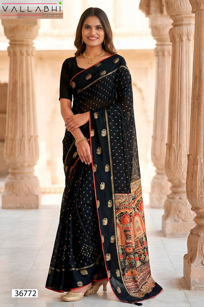 Ratnajyoti Vol 24 Vallabhi Prints Moss Georgette Sarees Supplier
