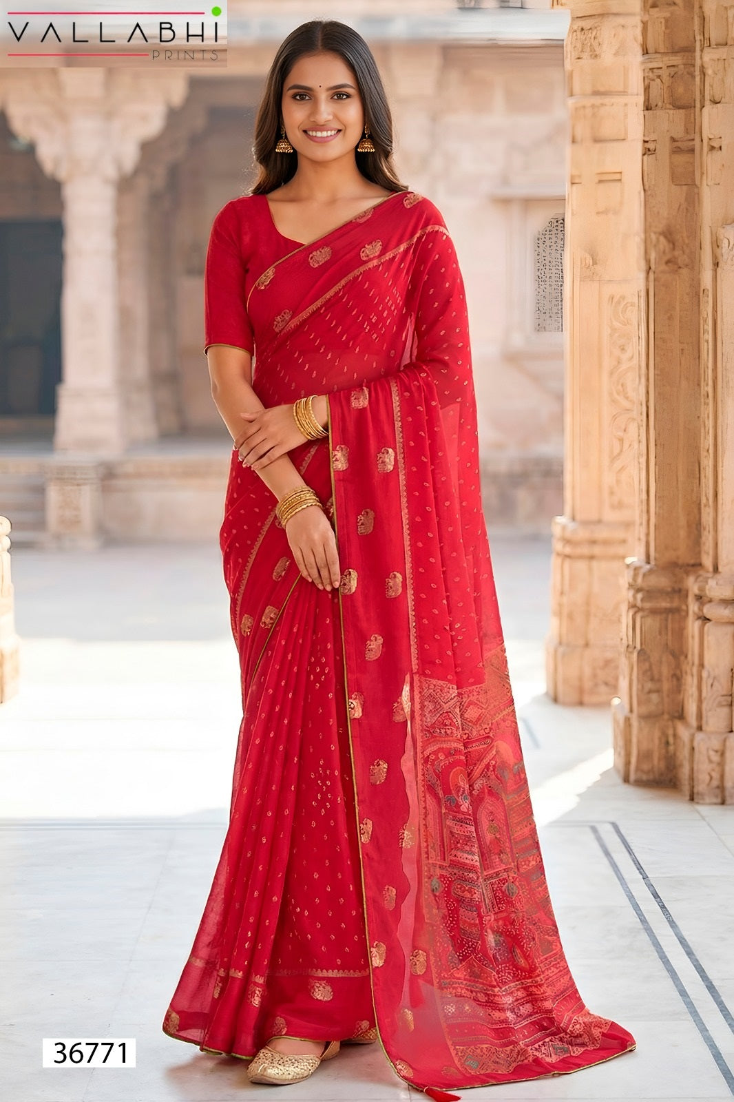 Ratnajyoti Vol 24 Vallabhi Prints Moss Georgette Sarees Supplier