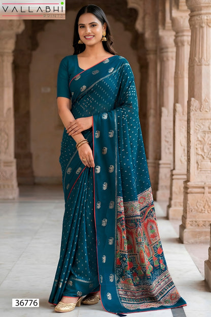 Ratnajyoti Vol 24 Vallabhi Prints Moss Georgette Sarees Supplier