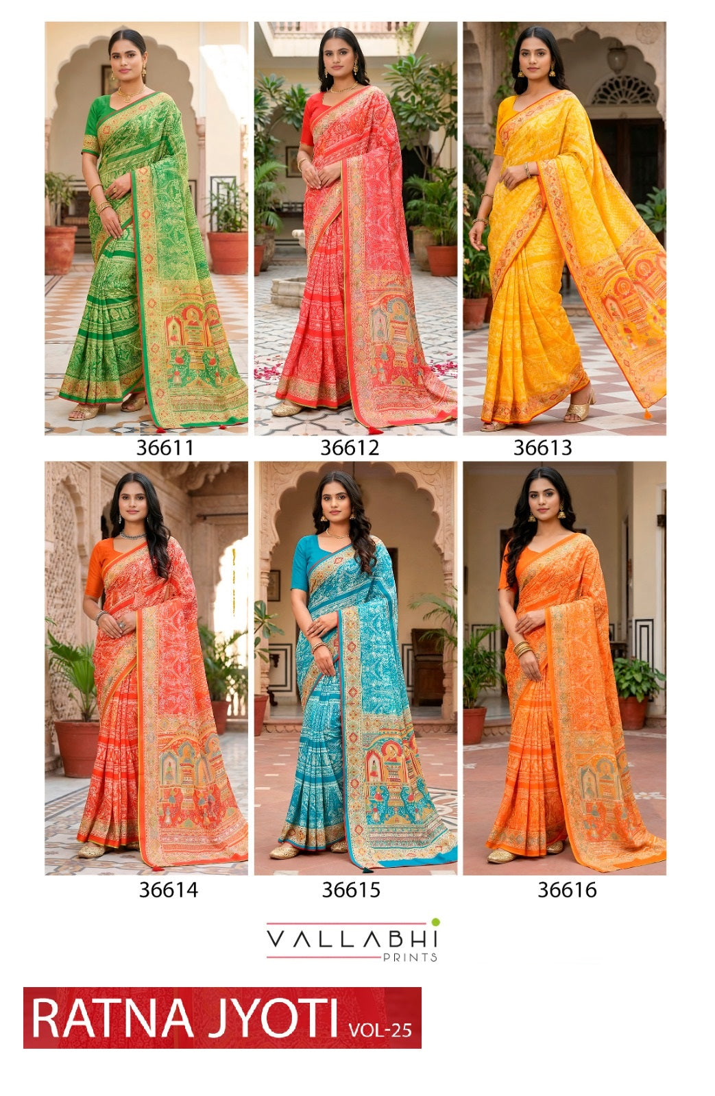 Ratnajyoti Vol 25 Vallabhi Prints Moss Georgette Sarees Wholesaler Gujarat