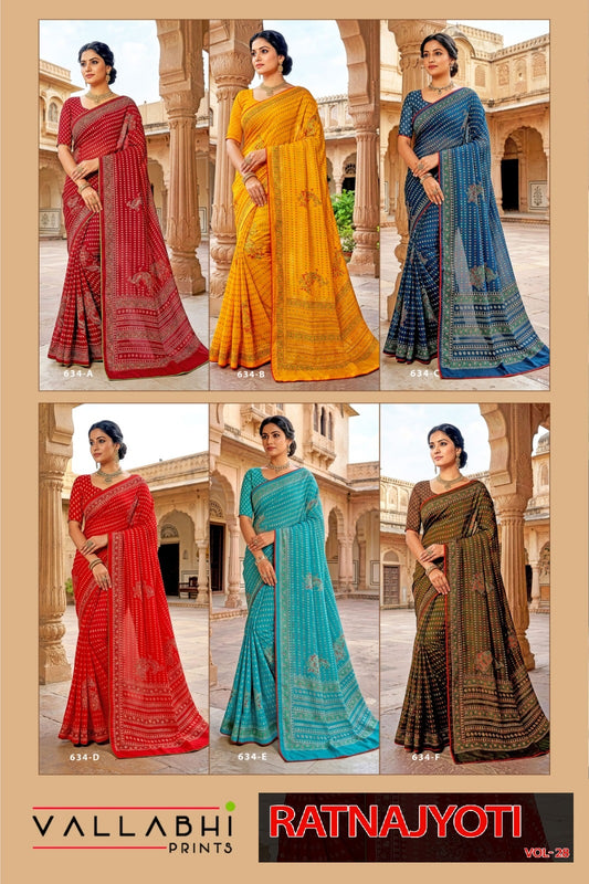 Ratnajyoti Vol 28 Vallabhi Prints Moss Georgette Sarees Exporter Ahmedabad
