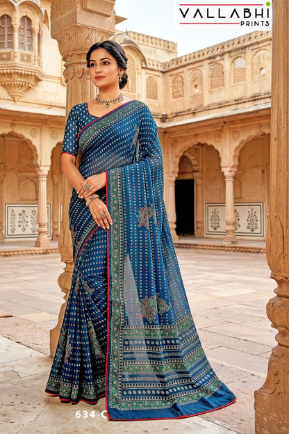 Ratnajyoti Vol 28 Vallabhi Prints Moss Georgette Sarees Exporter Ahmedabad