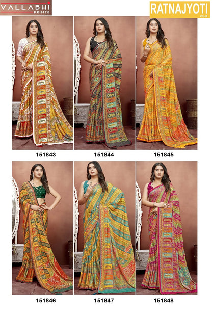 Ratnajyoti Vol 6 Vallabhi Prints Moss Sarees Supplier