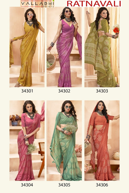 Ratnavali Vallabhi Prints Georgette Sarees Wholesale