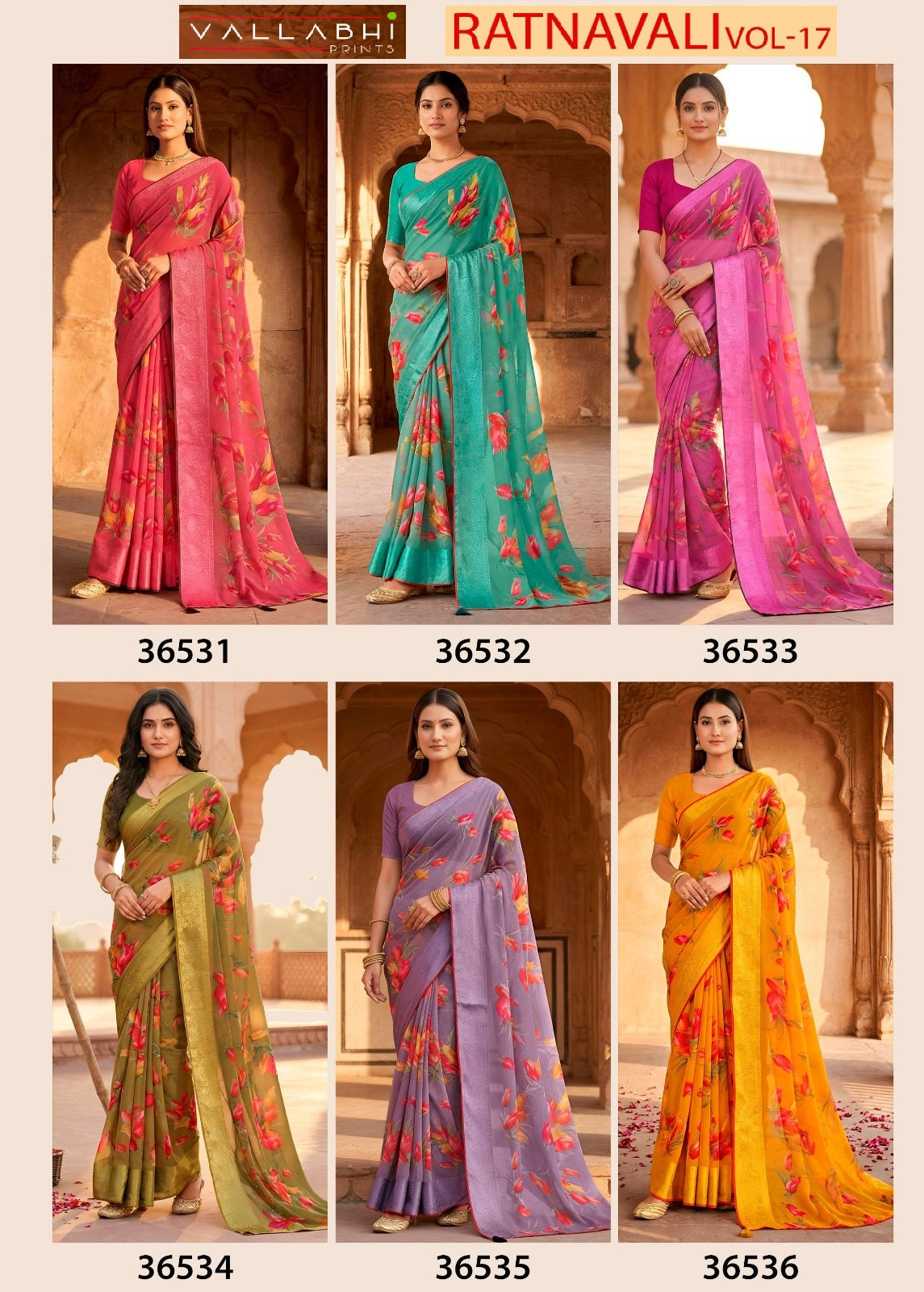 Ratnavali Vol 17 Vallabhi Prints Georgette Sarees Exporter Gujarat