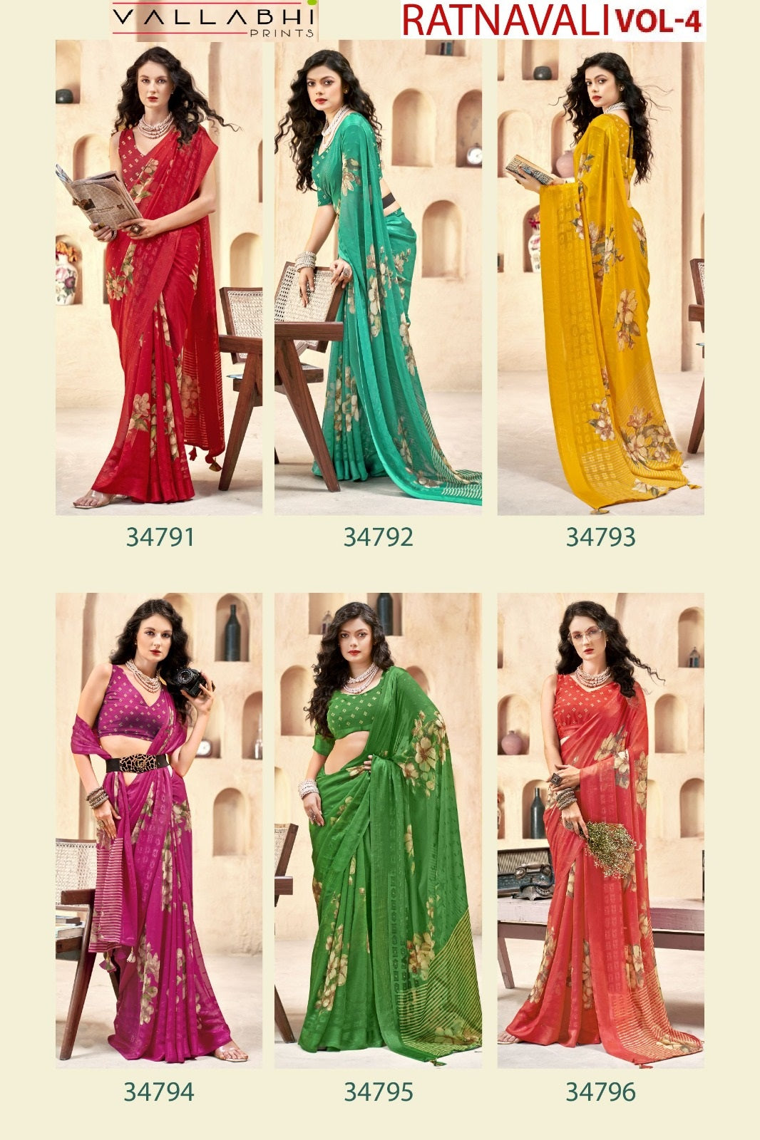 Ratnavali Vol 4 Vallabhi Prints Georgette Sarees Wholesale Price