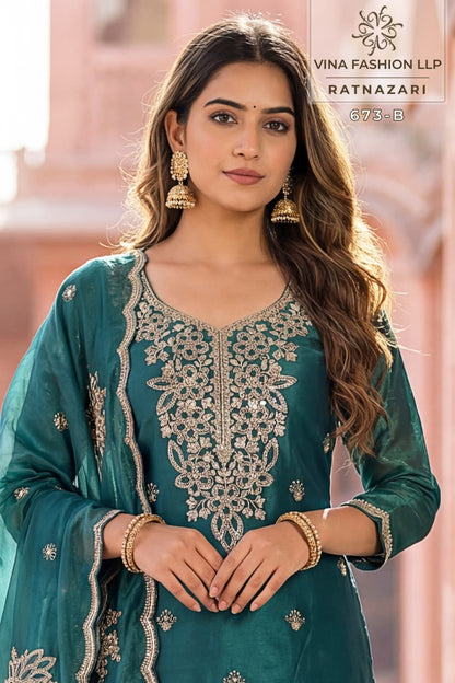 Ratnazari Kuleesh Vinay Fashion Llp Gold Silk Pant Style Suits Exporter