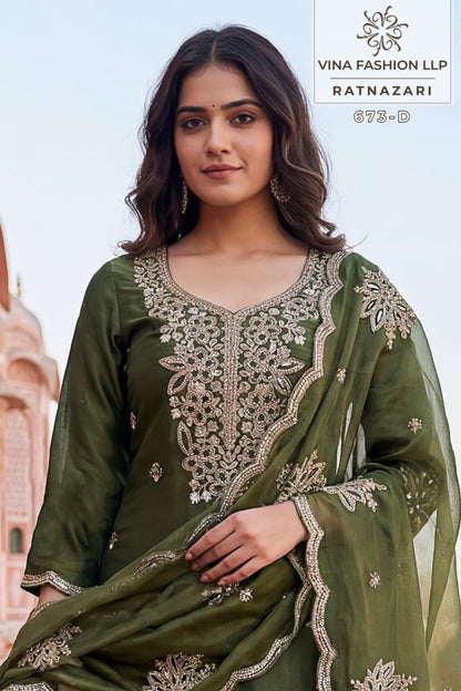 Ratnazari Kuleesh Vinay Fashion Llp Gold Silk Pant Style Suits Exporter