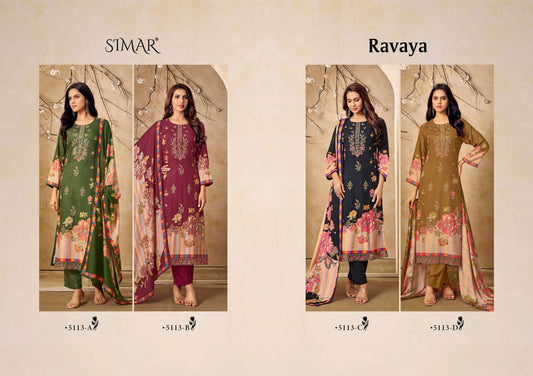 Ravaya Simar Glossy Pure Viscose Pashmina Suits Wholesaler Ahmedabad