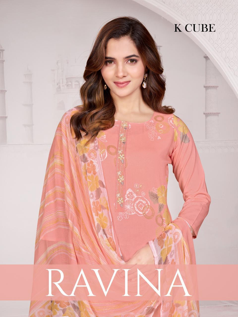 Ravina 1023 K Cube Cotton Pant Style Suits Exporter