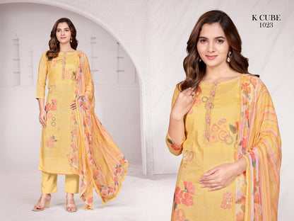 Ravina 1023 K Cube Cotton Pant Style Suits Exporter