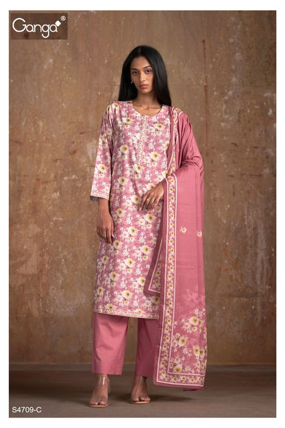 Ravina 4709 Ganga Cotton Pant Style Suits Supplier Ahmedabad