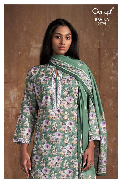 Ravina 4709 Ganga Cotton Pant Style Suits Supplier Ahmedabad