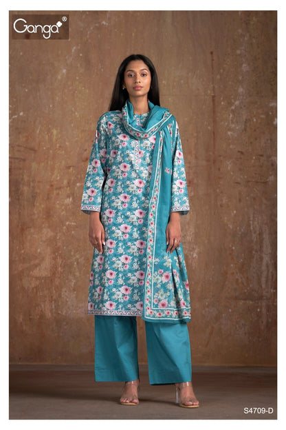 Ravina 4709 Ganga Cotton Pant Style Suits Supplier Ahmedabad
