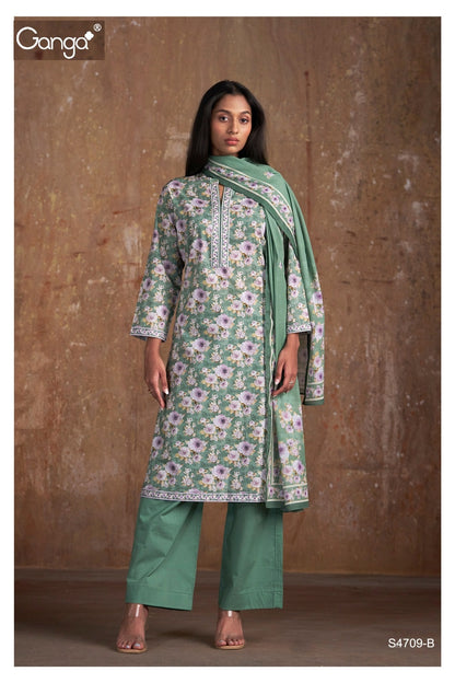Ravina 4709 Ganga Cotton Pant Style Suits Supplier Ahmedabad