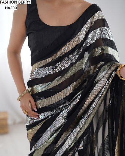 Ravina Fashion Berry Georgette Sarees Supplier Gujarat