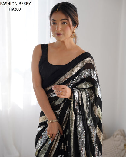 Ravina Fashion Berry Georgette Sarees Supplier Gujarat