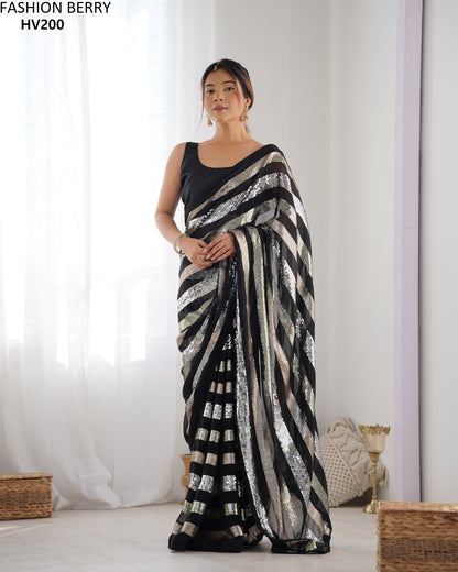 Ravina Fashion Berry Georgette Sarees Supplier Gujarat