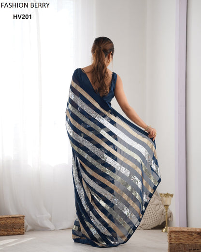 Ravina Fashion Berry Georgette Sarees Supplier Gujarat
