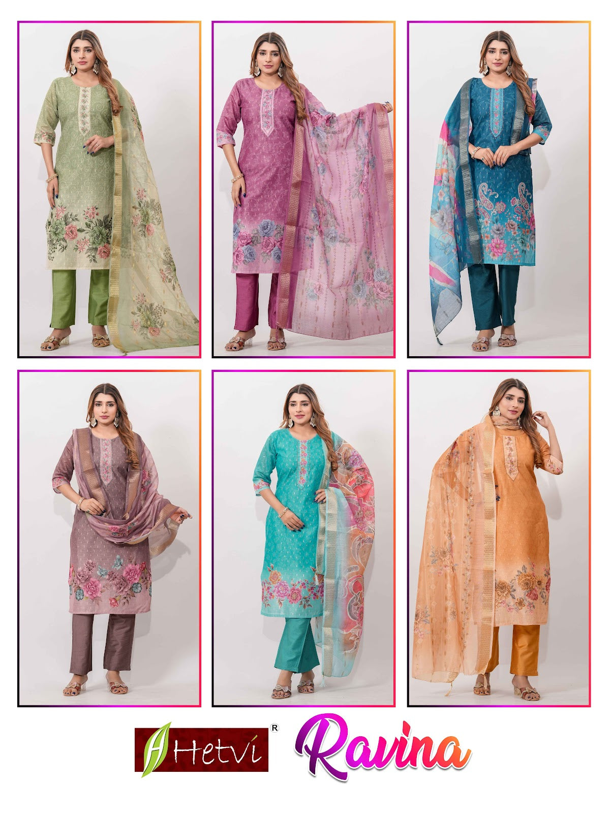 Ravina Hetvi Silk Readymade Pant Style Suits Supplier Gujarat