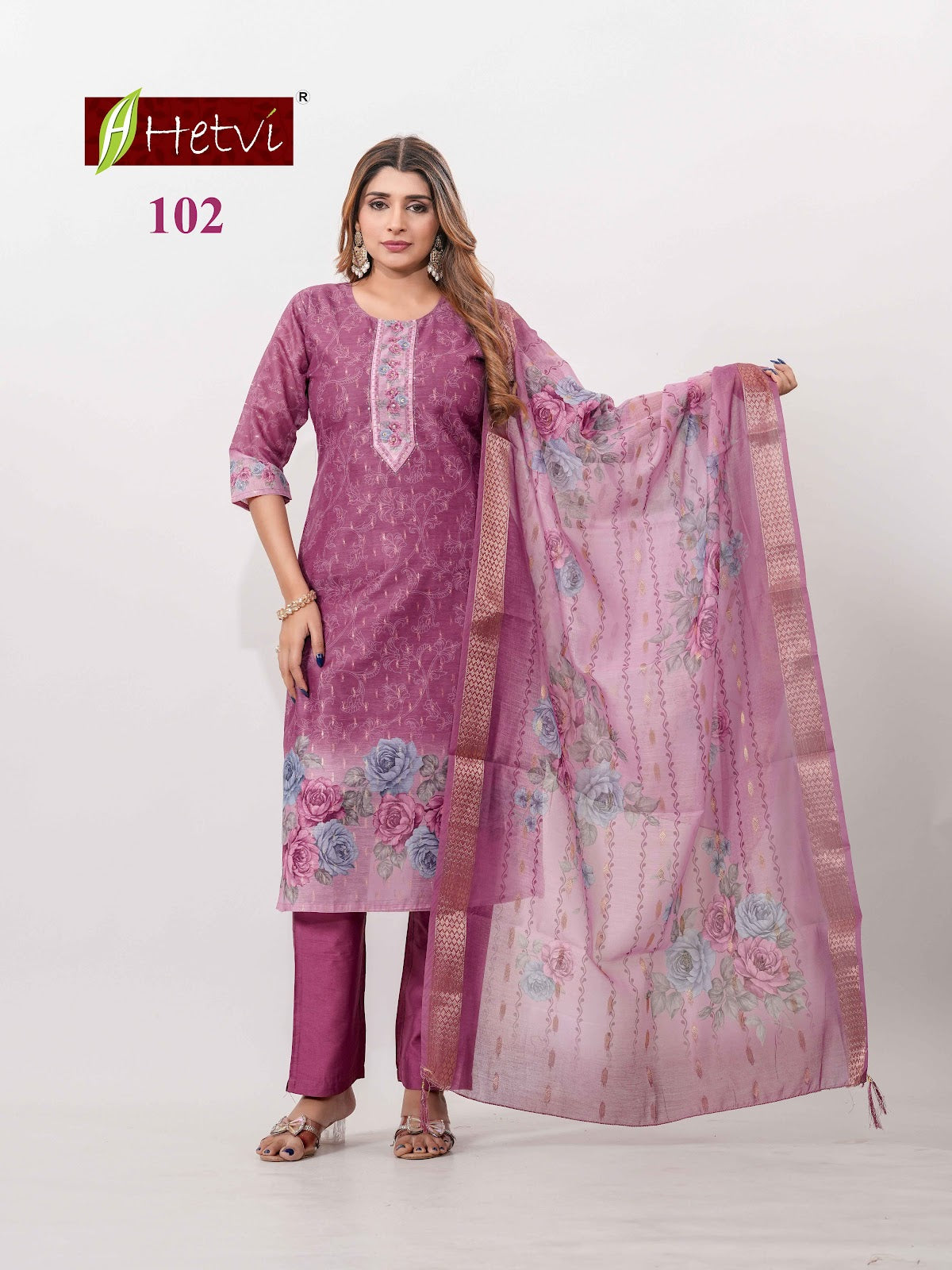 Ravina Hetvi Silk Readymade Pant Style Suits Supplier Gujarat