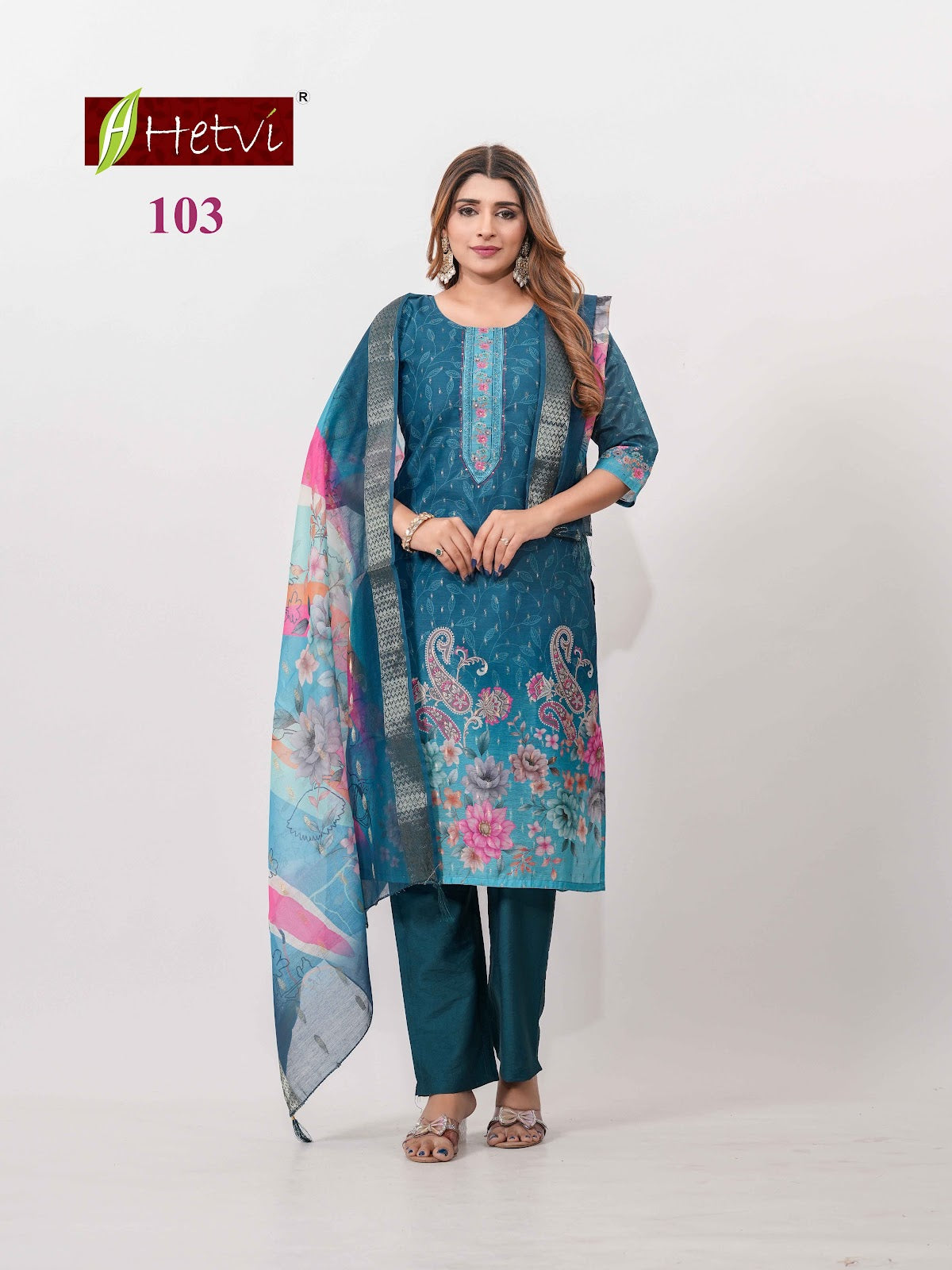 Ravina Hetvi Silk Readymade Pant Style Suits Supplier Gujarat