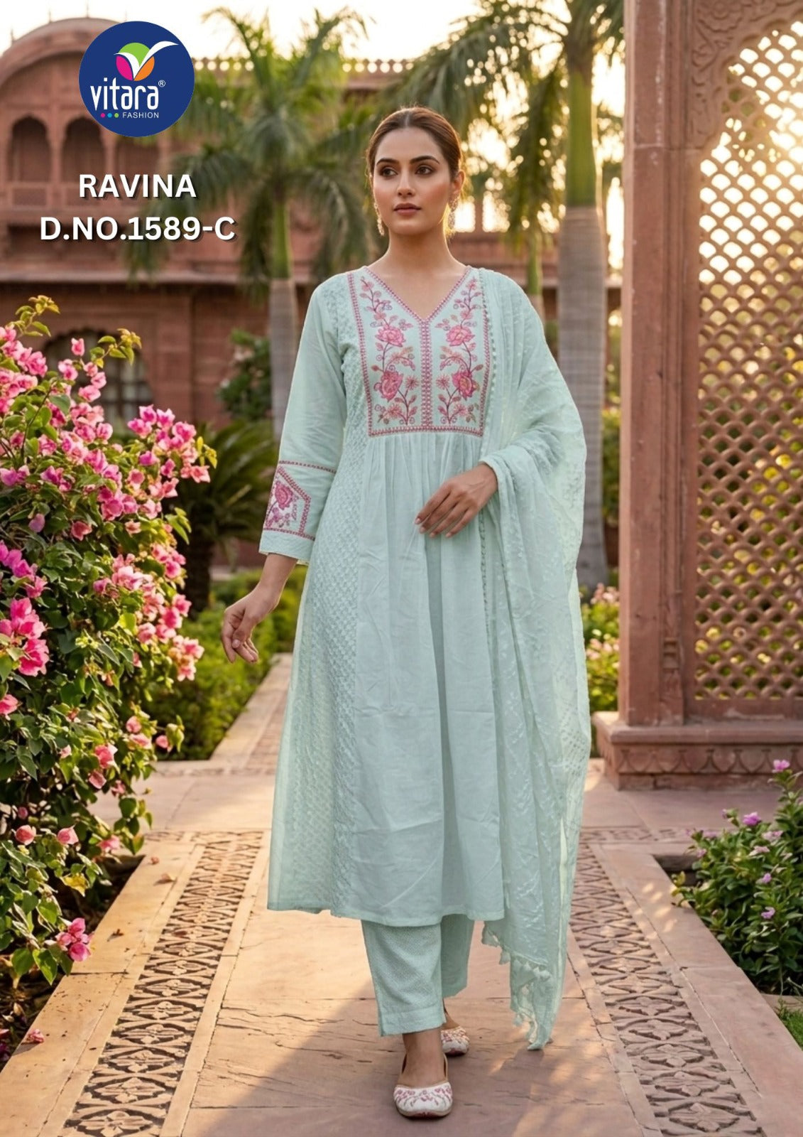 Ravina Vitara Cambric Readymade Cotton Pant Suits Wholesale Price