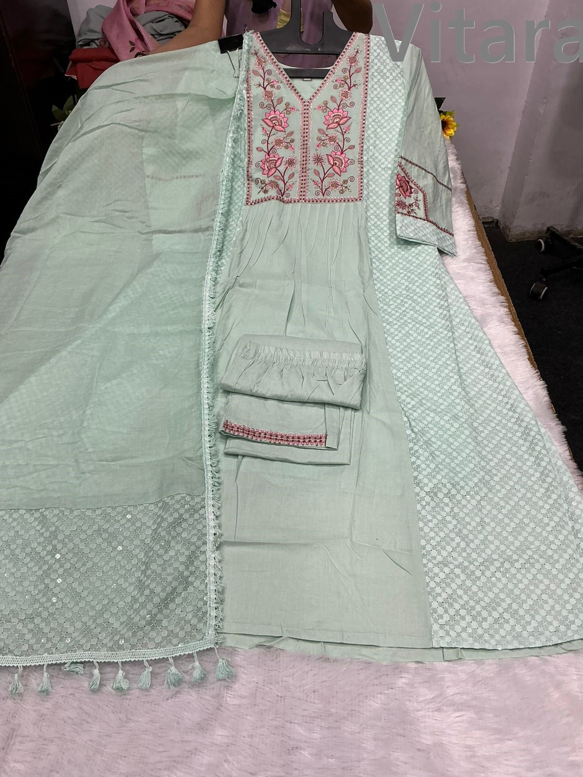 Ravina Vitara Cambric Readymade Cotton Pant Suits Wholesale Price