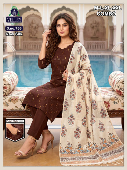 Raw Silk 2908 Velley Readymade Pant Style Suits Supplier Ahmedabad