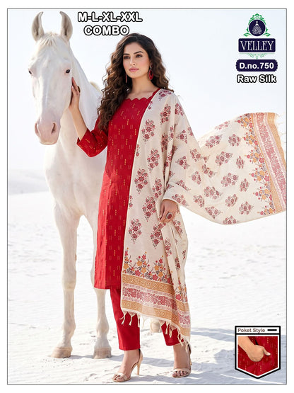 Raw Silk 2908 Velley Readymade Pant Style Suits Supplier Ahmedabad