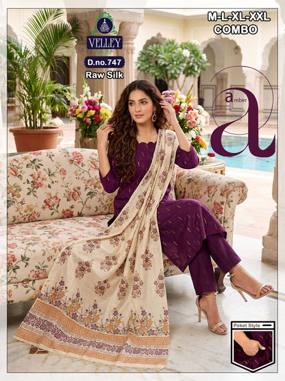 Raw Silk 2908 Velley Readymade Pant Style Suits Supplier Ahmedabad
