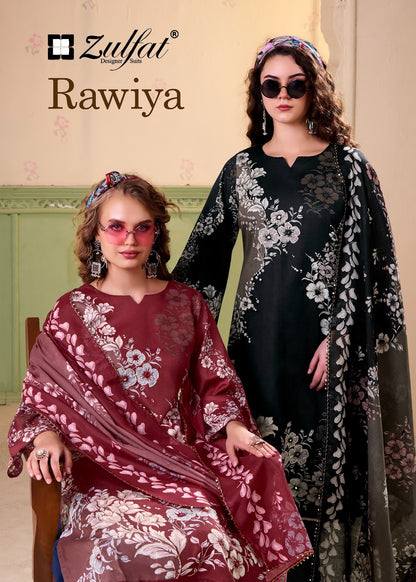 Rawiya Zulfat Designer Jaam Cotton Karachi Salwar Suits Supplier Ahmedabad
