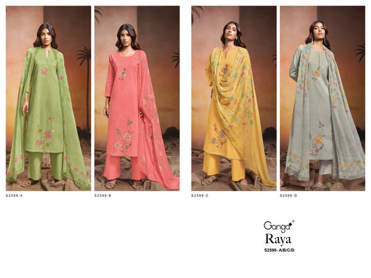 Raya-2598 Ganga Premium Cotton Plazzo Style Suits Wholesale Rate