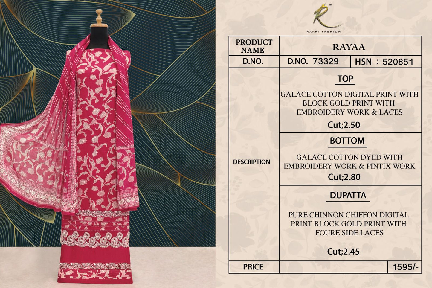 Rayaa Rakhi Fashion Cotton Salwar Suits Supplier Ahmedabad