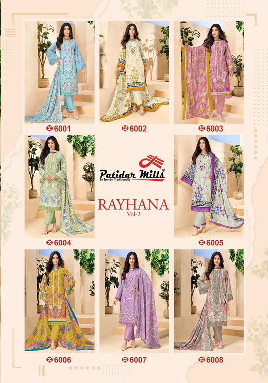 Rayhana Vol 2 Patidar Mills Cotton Karachi Salwar Suits Supplier