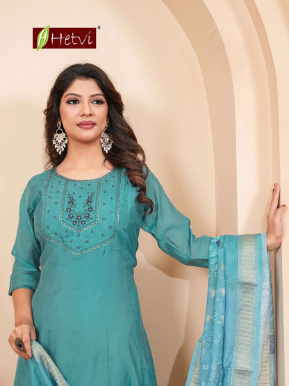 Raylee Hetvi Chanderi Readymade Anarkali Suits Exporter Gujarat