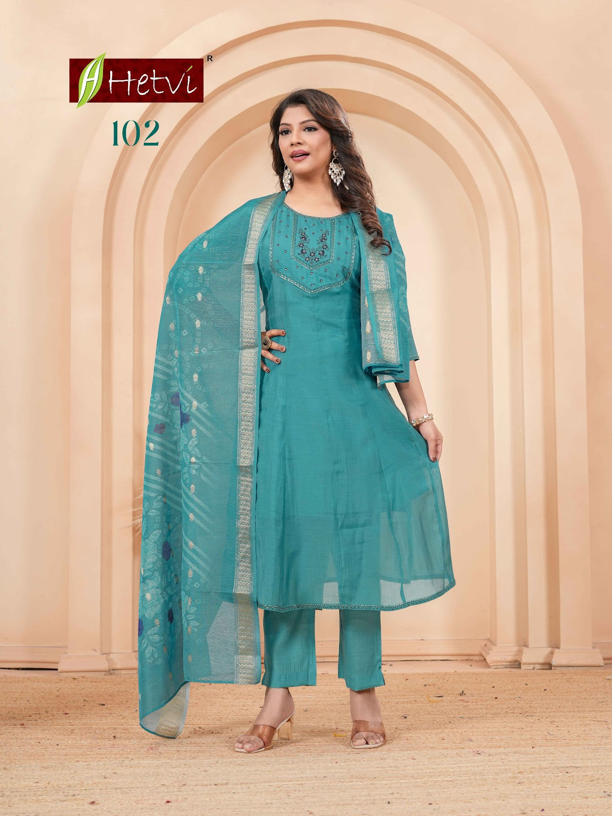 Raylee Hetvi Chanderi Readymade Anarkali Suits Exporter Gujarat