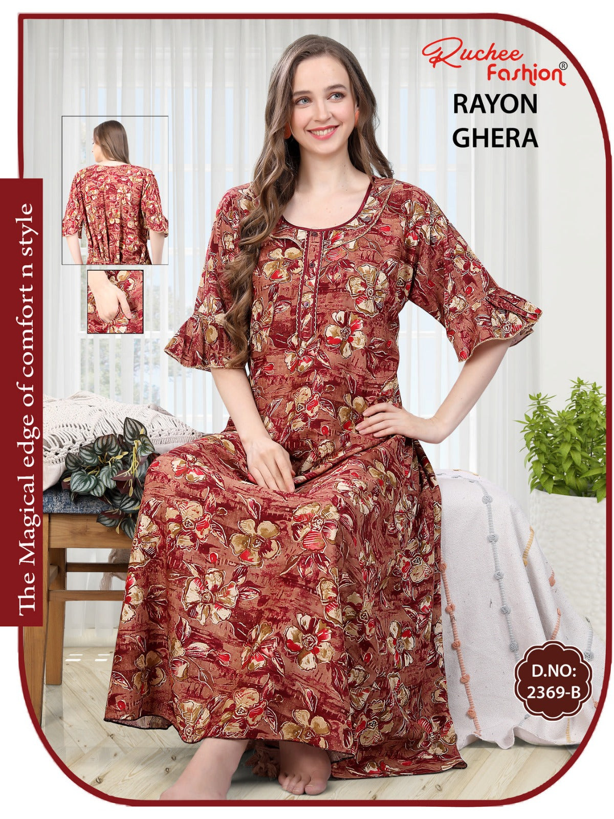 Rayon Ghera 101224 Ruchee Fashion Night Gowns Supplier Gujarat