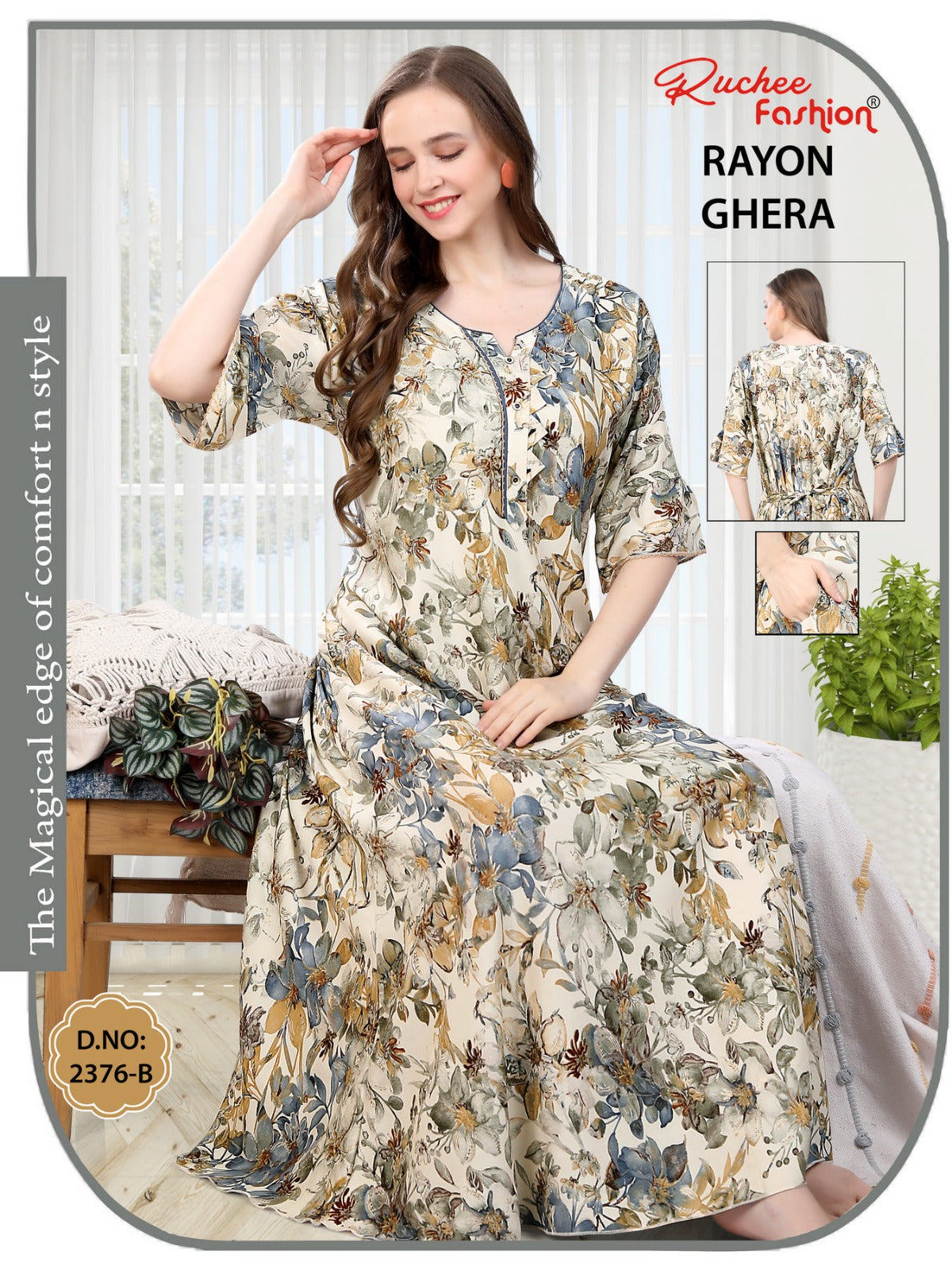 Rayon Ghera 101224 Ruchee Fashion Night Gowns Supplier Gujarat