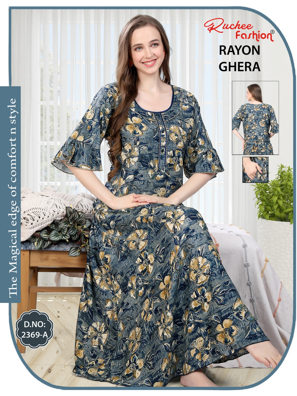 Rayon Ghera 101224 Ruchee Fashion Night Gowns Supplier Gujarat