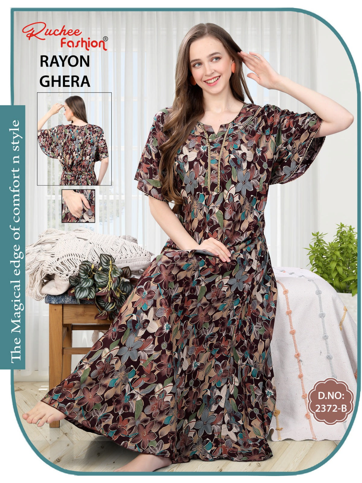 Rayon Ghera 101224 Ruchee Fashion Night Gowns Supplier Gujarat