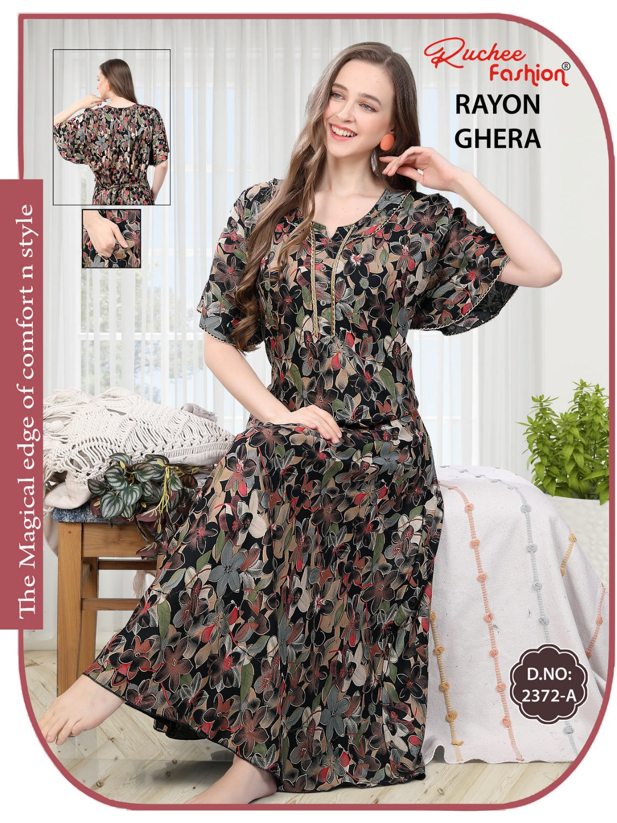 Rayon Ghera 101224 Ruchee Fashion Night Gowns Supplier Gujarat