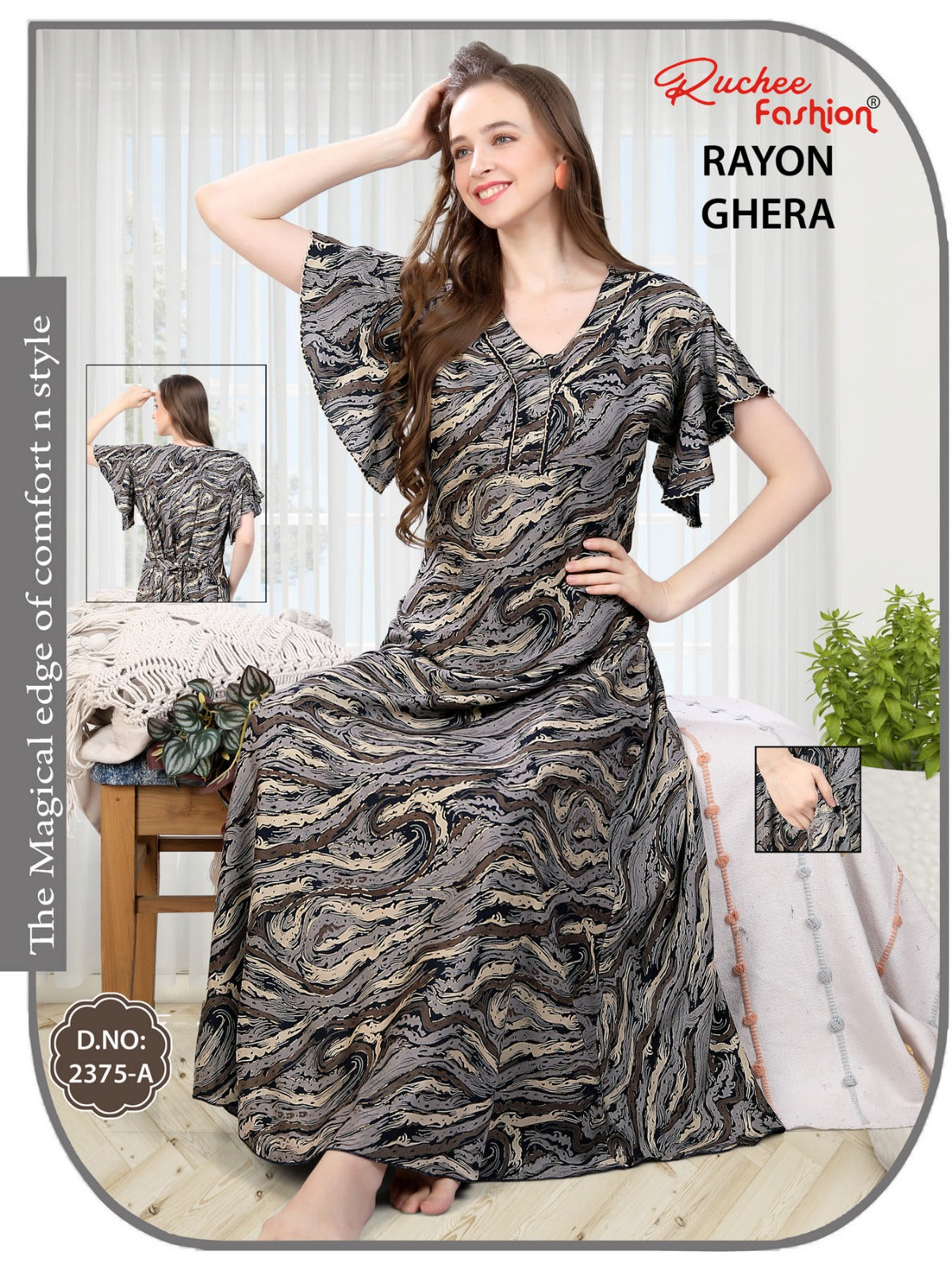 Rayon Ghera 101224 Ruchee Fashion Night Gowns Supplier Gujarat