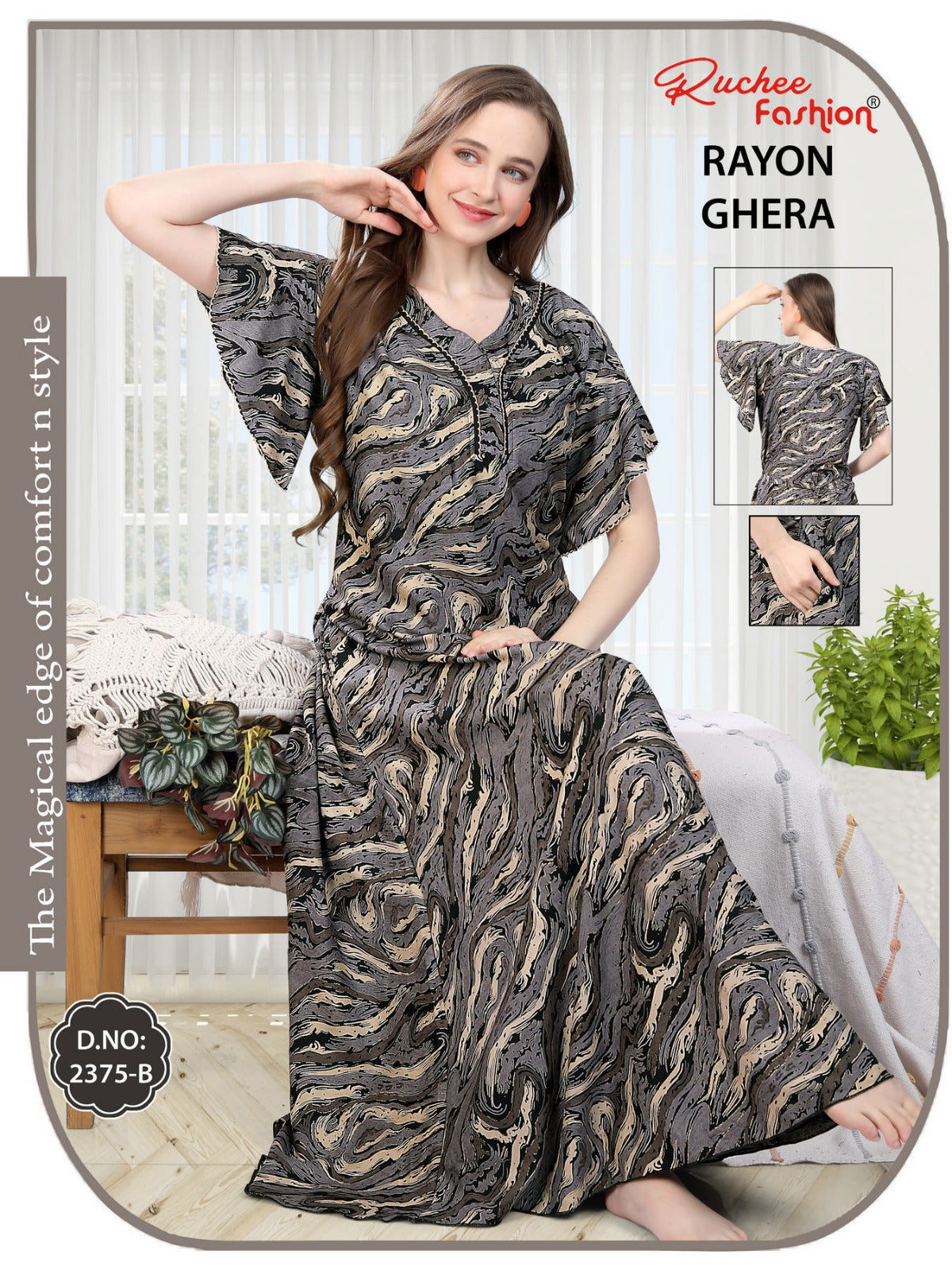 Rayon Ghera 101224 Ruchee Fashion Night Gowns Supplier Gujarat